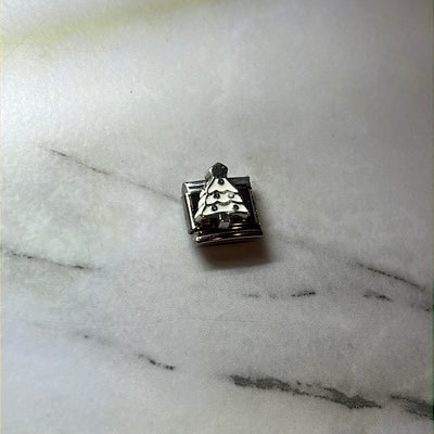 White Christmas Tree Italian Link Charm