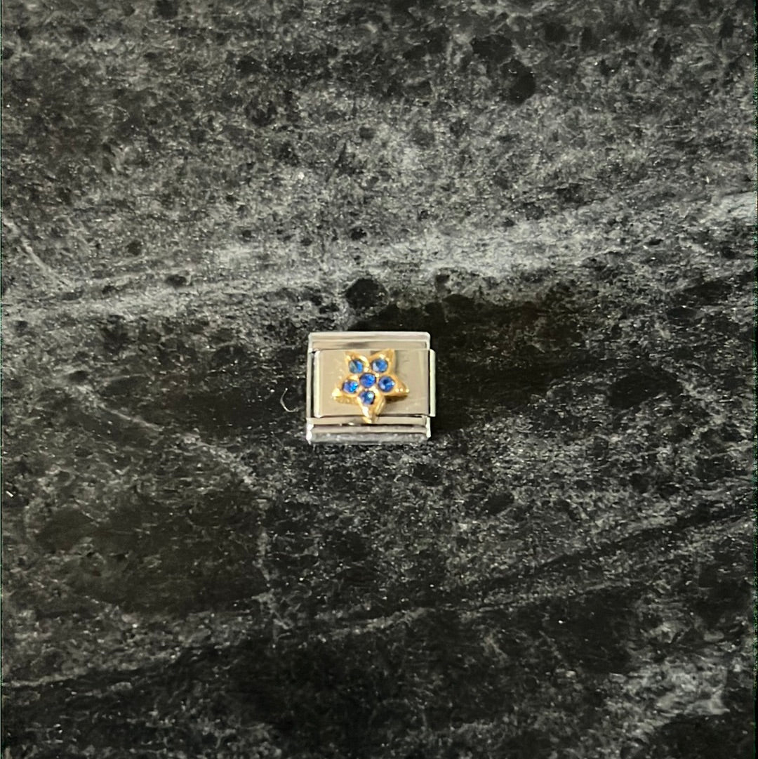 Blue Cz Italian Link Charm