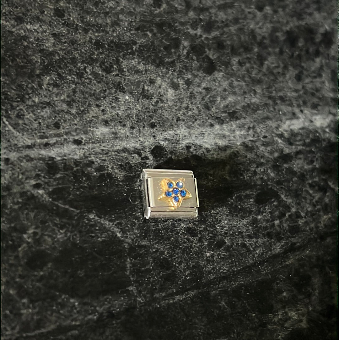 Blue Cz Italian Link Charm