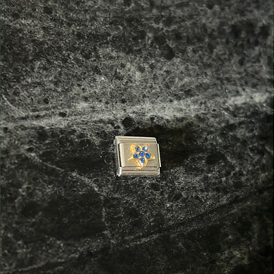 Blue Cz Italian Link Charm