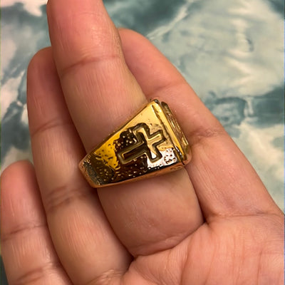 God in Gold over Stainless Steel Ring