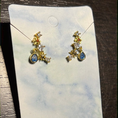 Cz Clouds Gold Stud Earrings