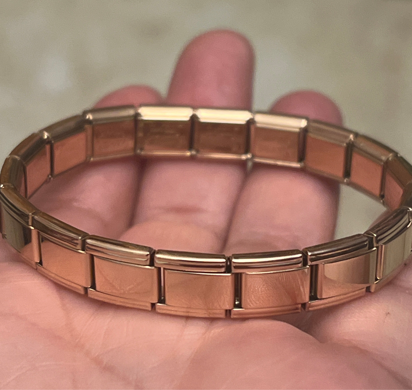 Rose Gold Italian Link Charm Bracelet