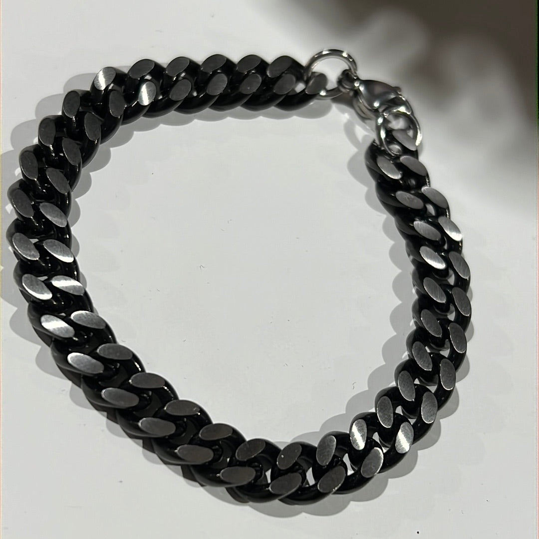 Silver with Black Chain Bracelet