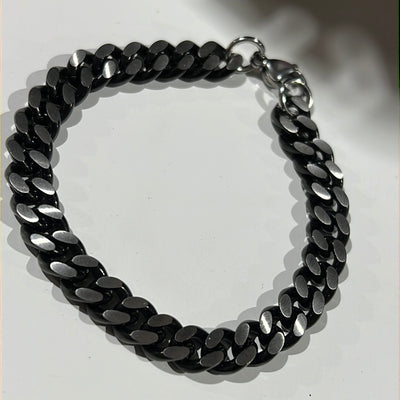 Silver with Black Chain Bracelet