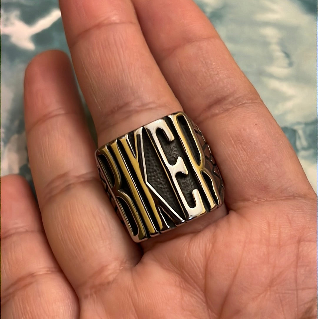 Biker Silver Stainless Steel Ring