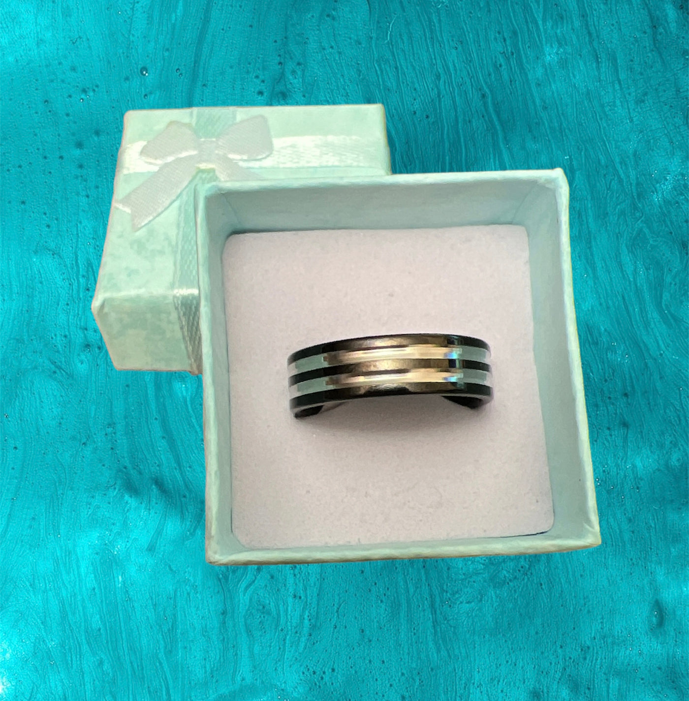 Black Unique Band Ring in Stainless Steel