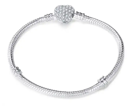 Cz Heart Snake Chain Bracelet