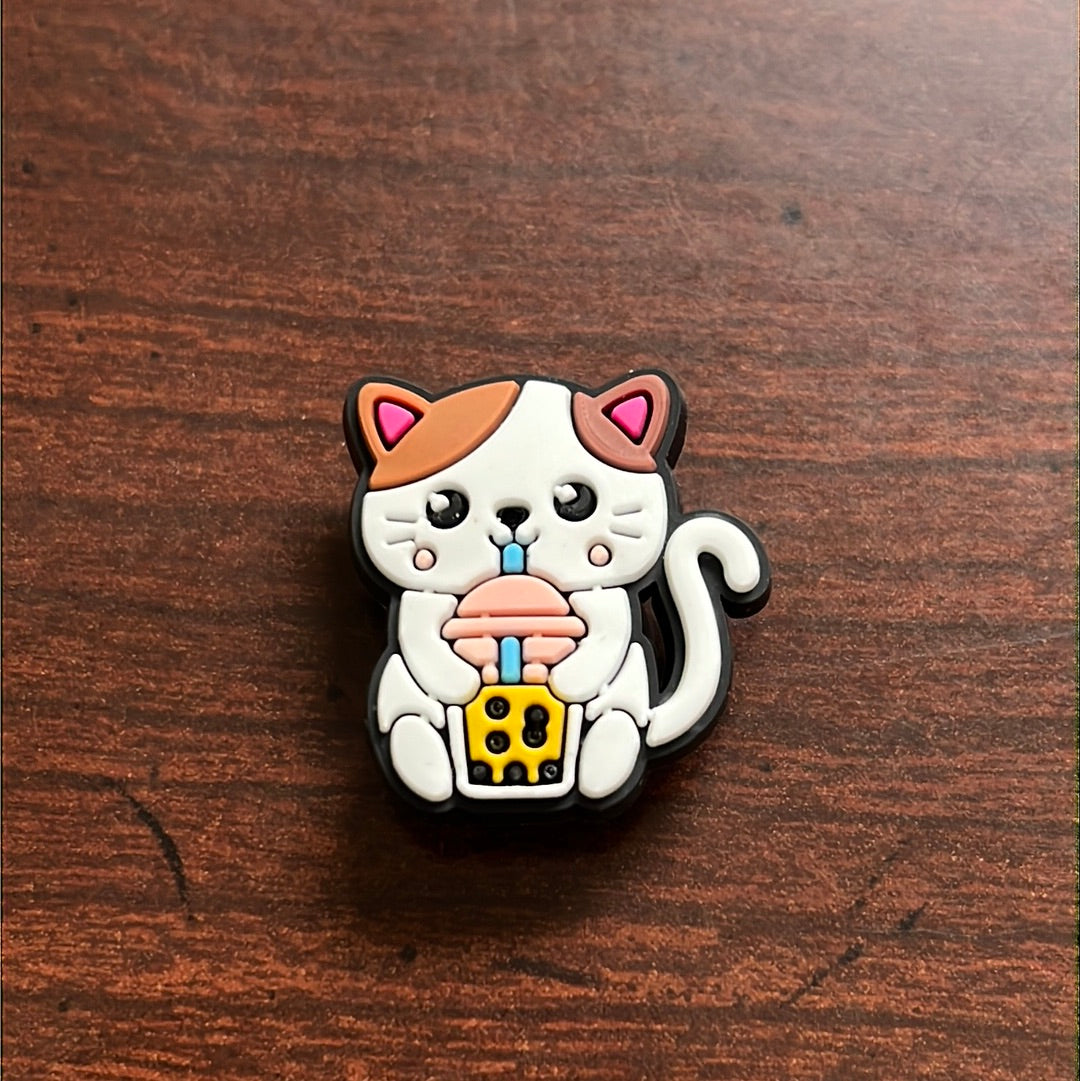 Cat With Boba Tea Charm