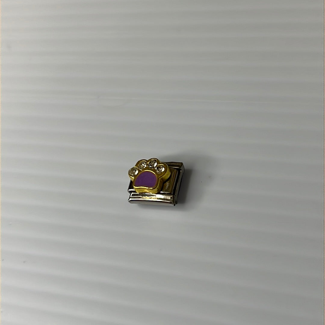 Purple Paw Italian Link Charm