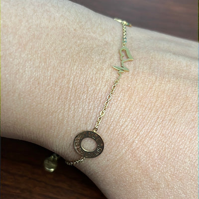 Design Heart Beat & Moon 18k Gold Plated Stainless Steel Bracelet