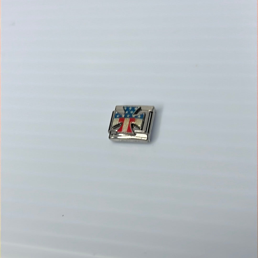 Cross US Italian Link Charm