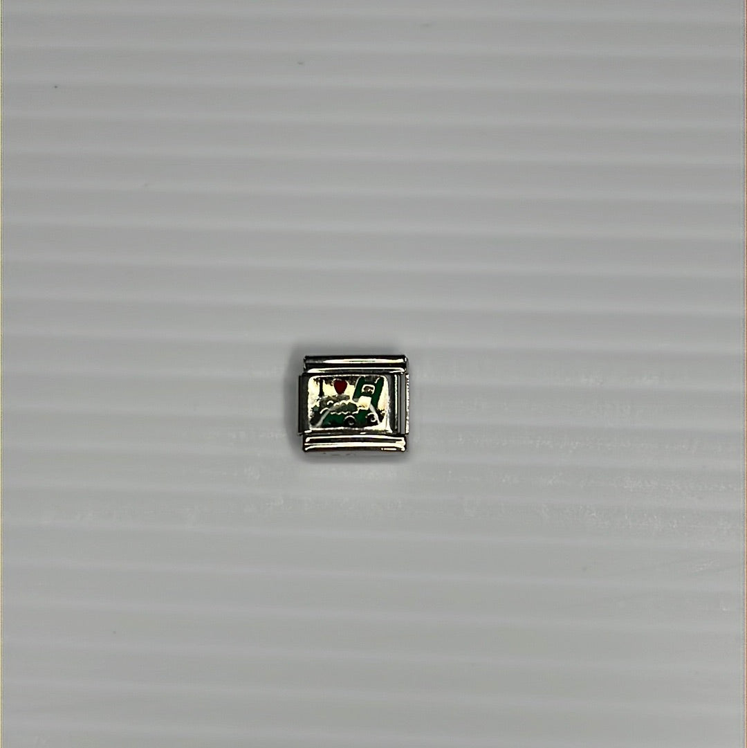 Green Lawn Mower Italian Link Charm