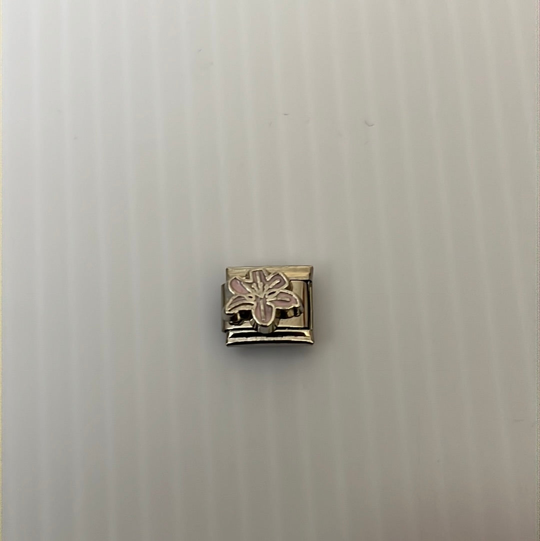 White Flower Italian Link Charm