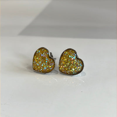 Yellow Heart Stud Earrings