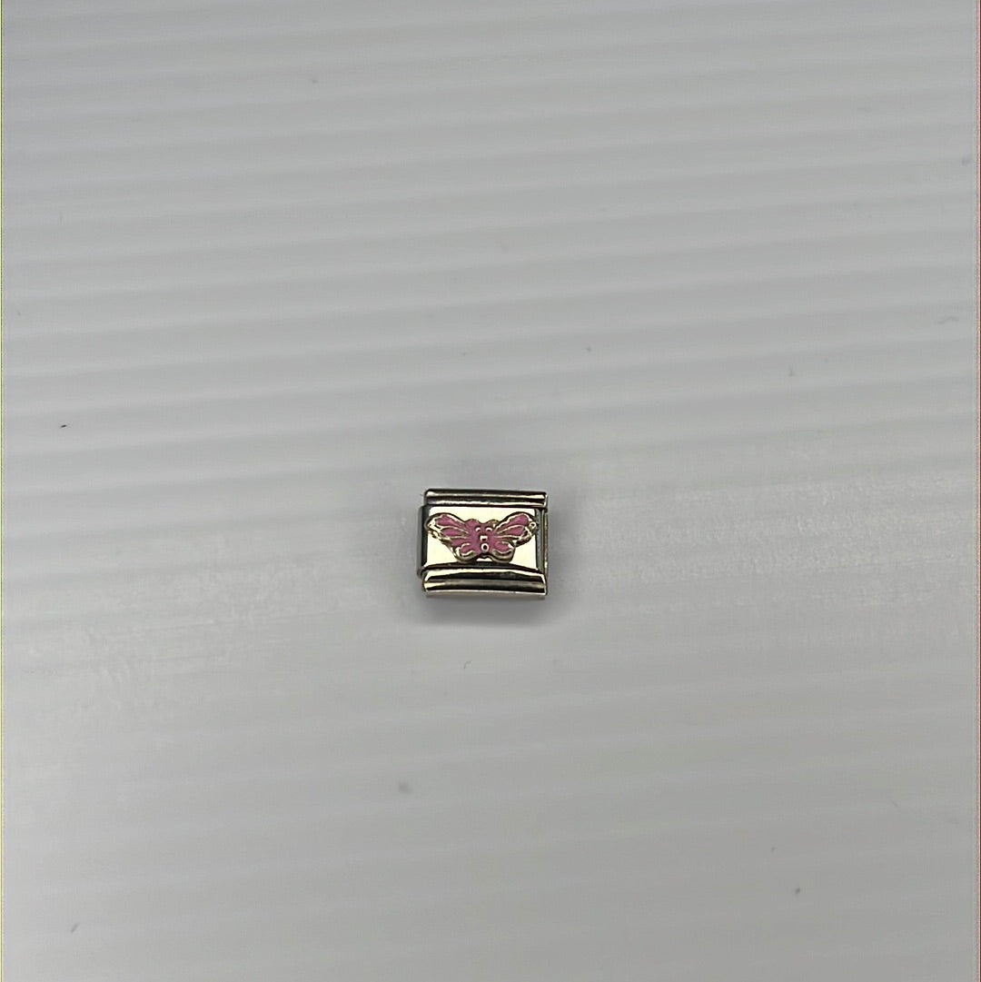 Pink Butterfly Italian Link Charm