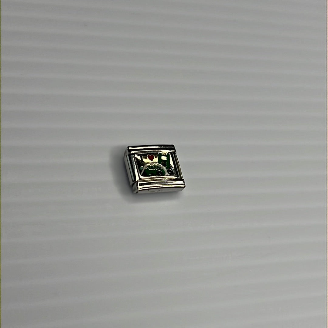 Green Lawn Mower Italian Link Charm