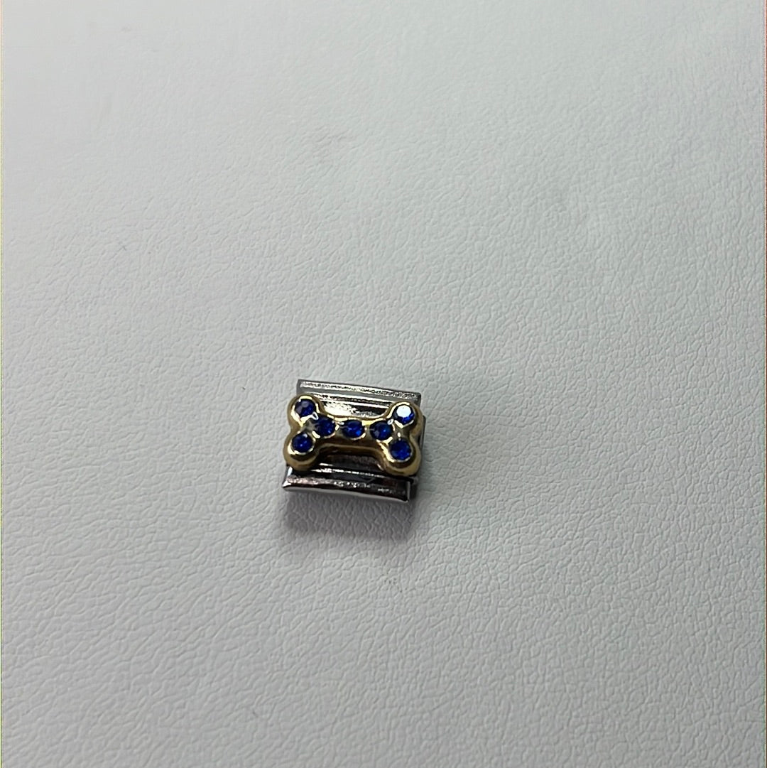 Cz Blue Bone Italian Link Charm