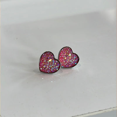 Pink Heart Stud Earrings