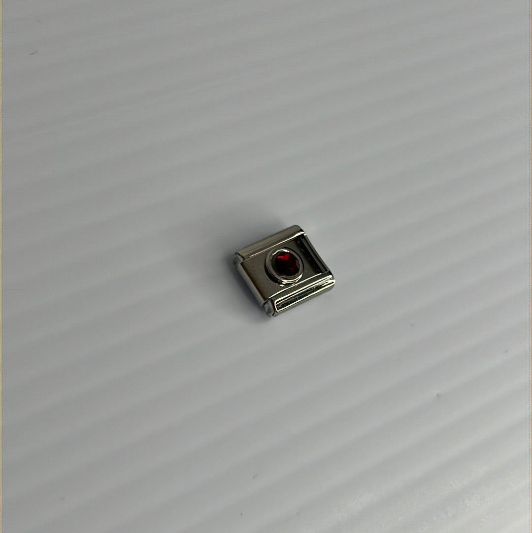 Ruby Cz Italian Link Charm