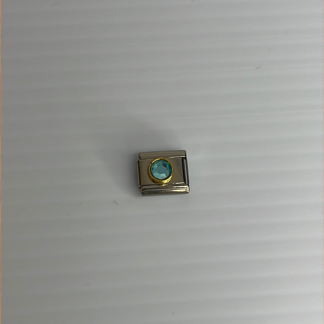 Baby Blue Cz Italian Link Charm