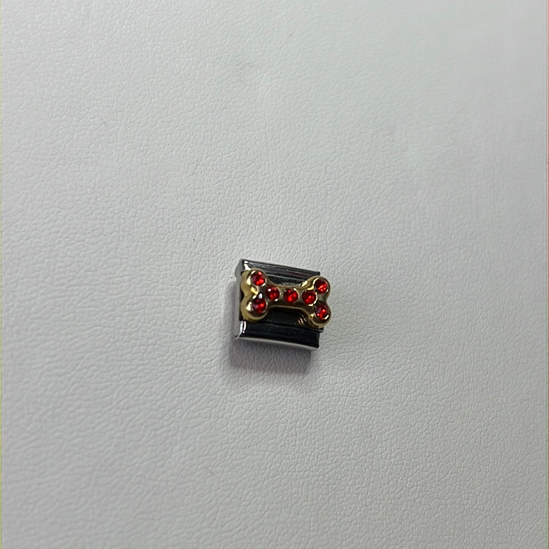 Cz Red Bone Italian Link Charm