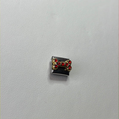 Cz Red Bone Italian Link Charm