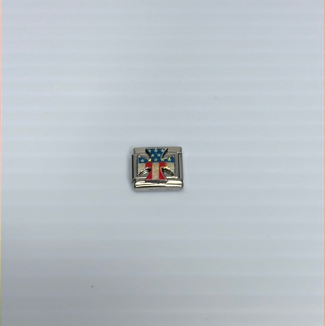 Cross US Italian Link Charm