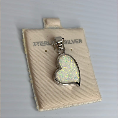 White Opal Heart Pendant