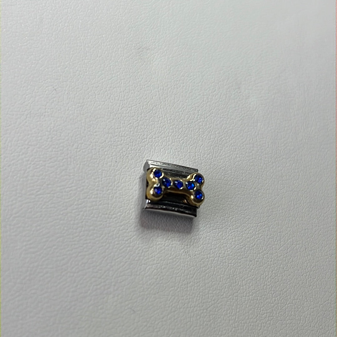 Cz Blue Bone Italian Link Charm