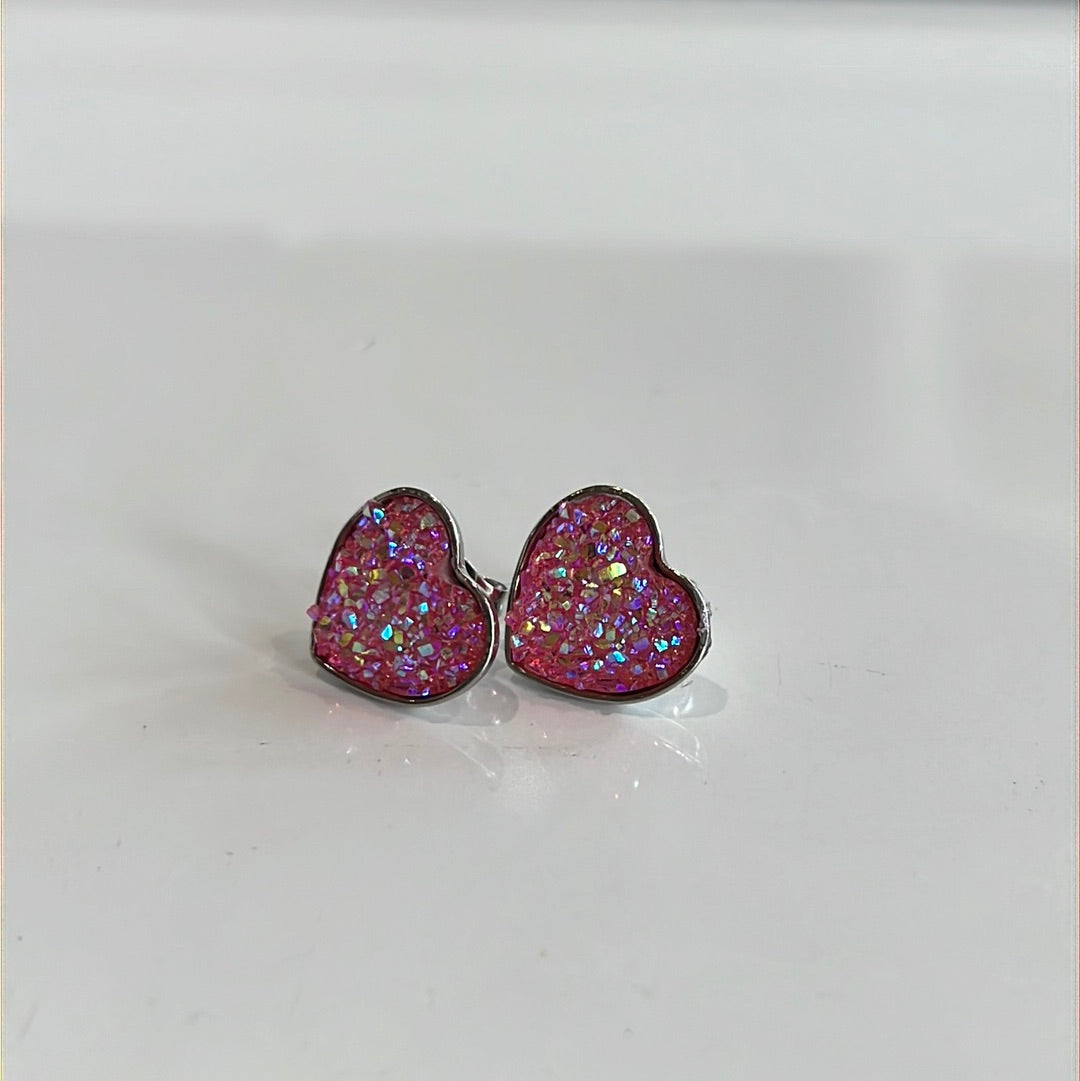 Pink Heart Stud Earrings