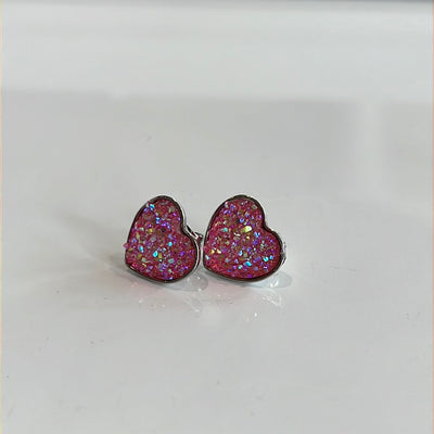 Pink Heart Stud Earrings