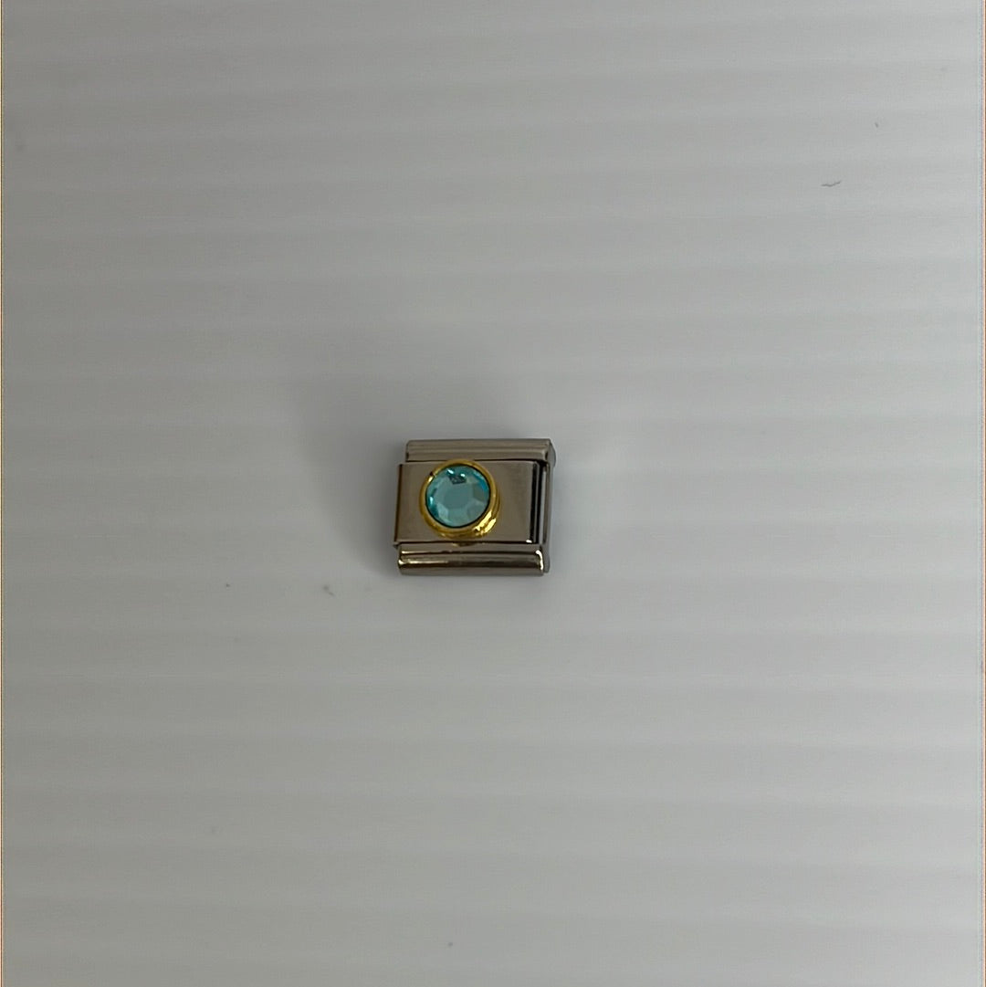 Baby Blue Cz Italian Link Charm