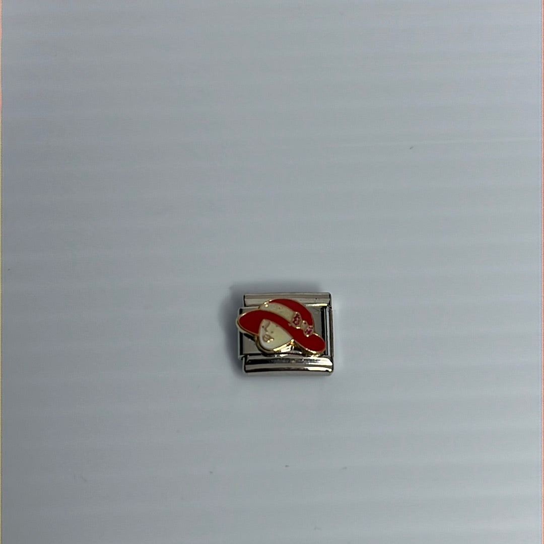Woman in Red Hat Italian Link Charm