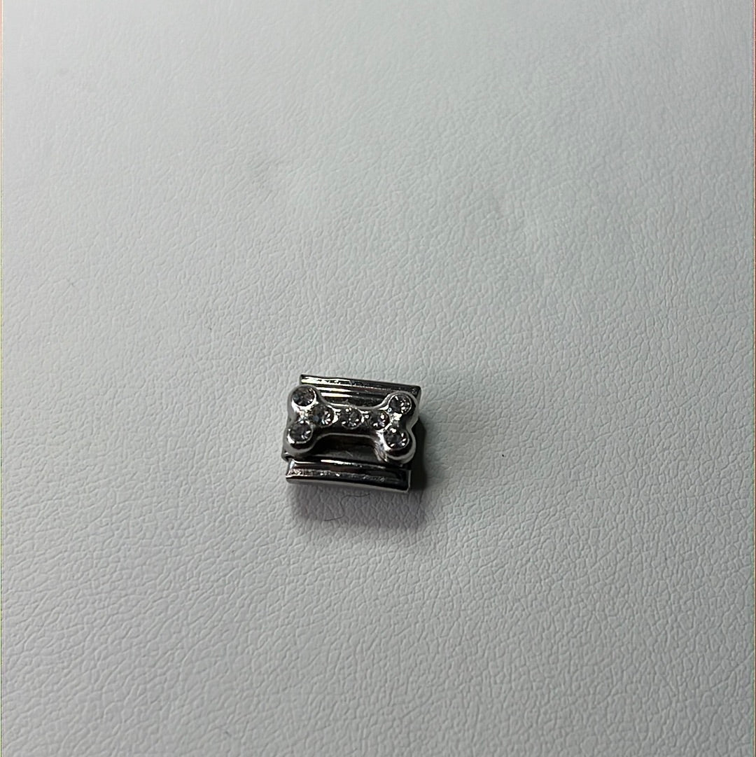 Cz Bone Italian Link Charm