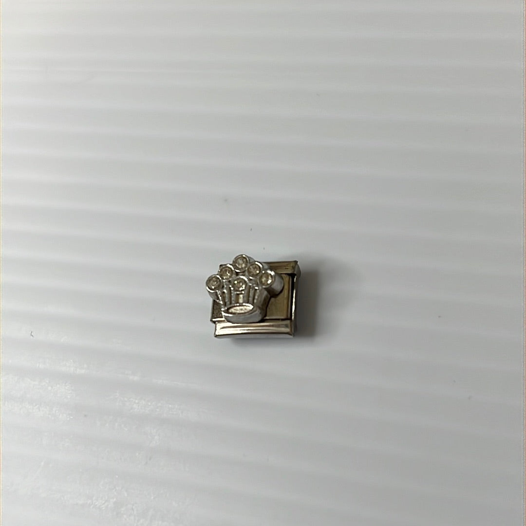 Crown Cz Italian Link Charm