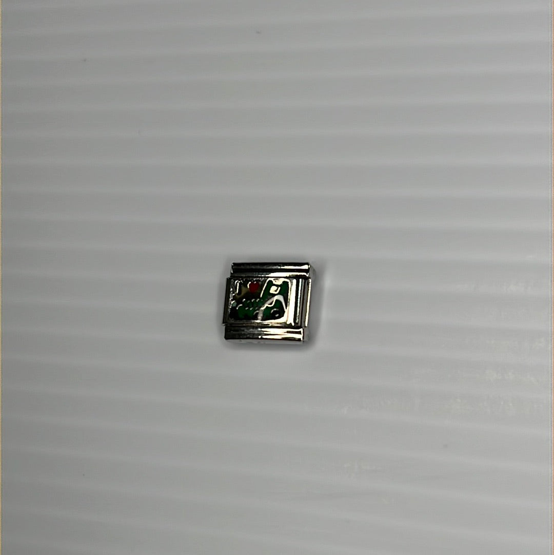 Green Lawn Mower Italian Link Charm