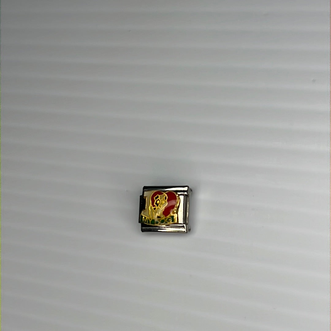 I Love My Dog Italian Link Charm