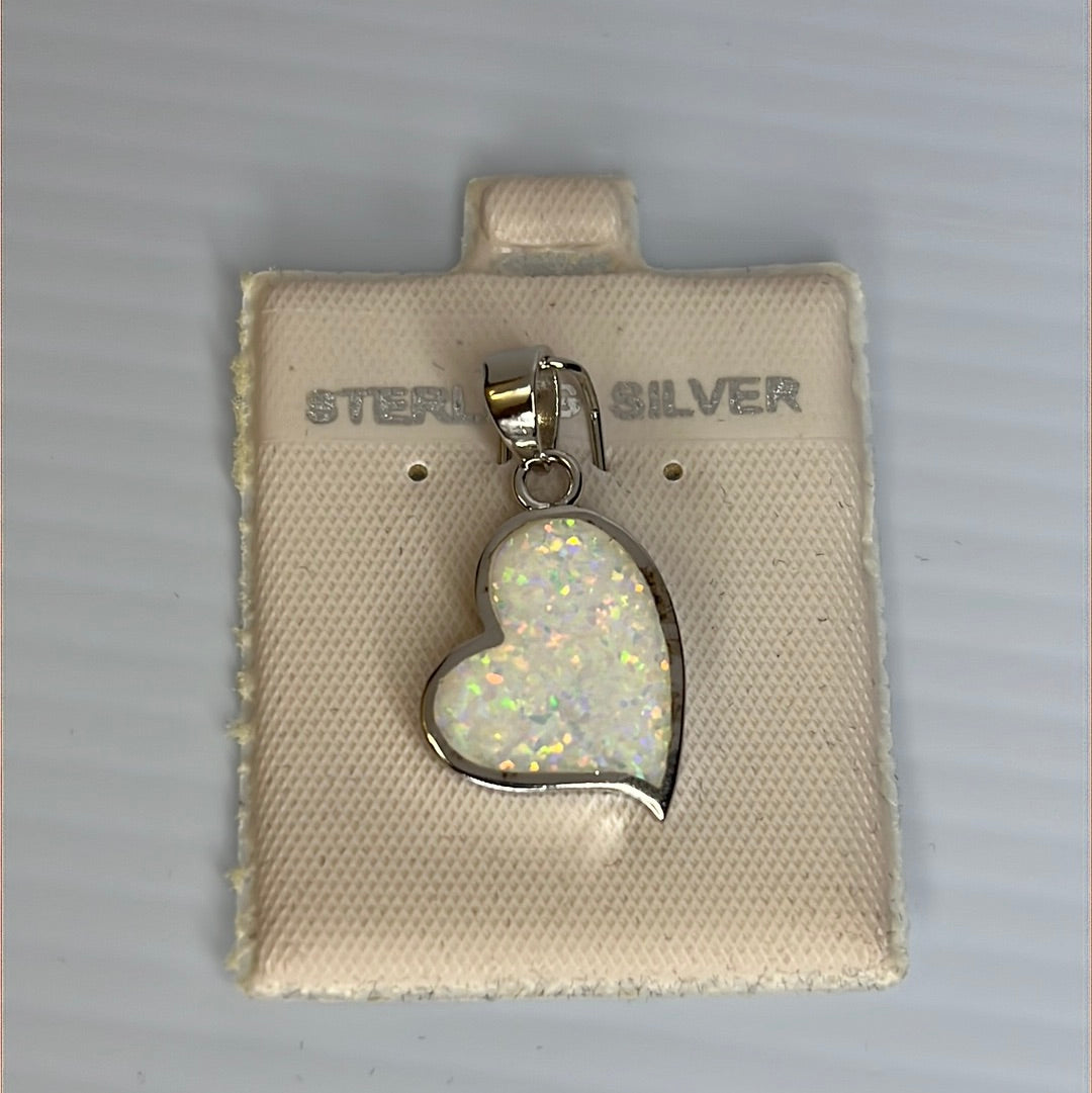 White Opal Heart Pendant