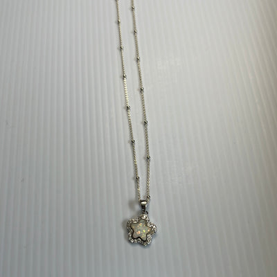 White Opal Cz Star Pendant Necklace