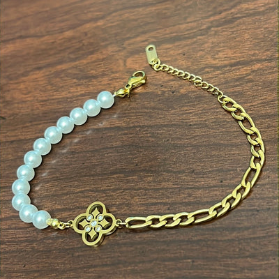 Pearls 18k Gold Plated Stainless Steel Bracelet