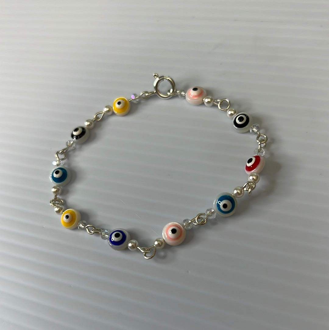 Unique Evil Eye Shell Bead Bracelet