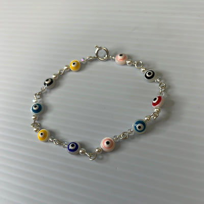Unique Evil Eye Shell Bead Bracelet