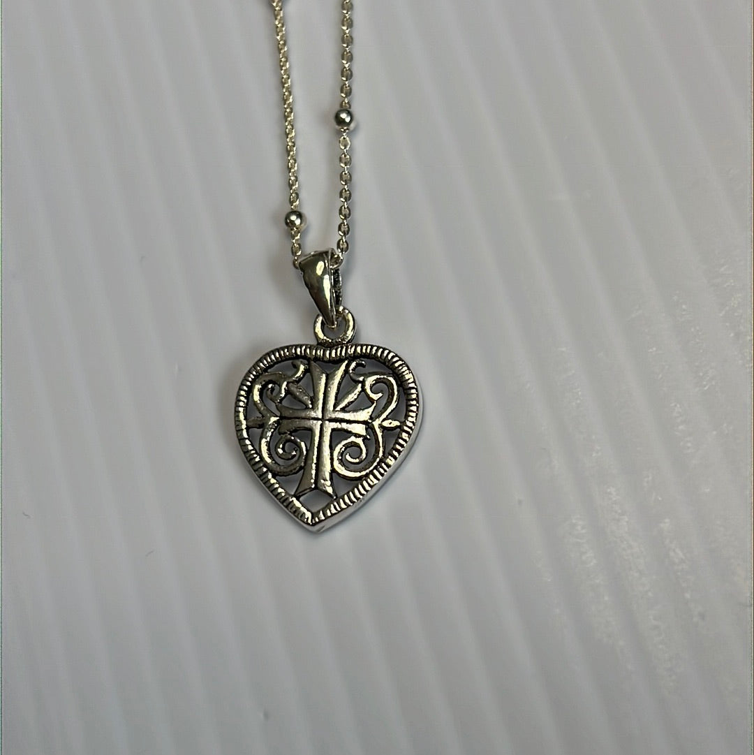 Celtic Cross Heart Pendant Necklace