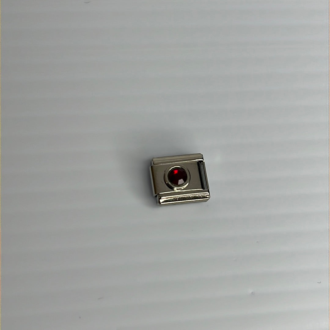 Ruby Cz Italian Link Charm