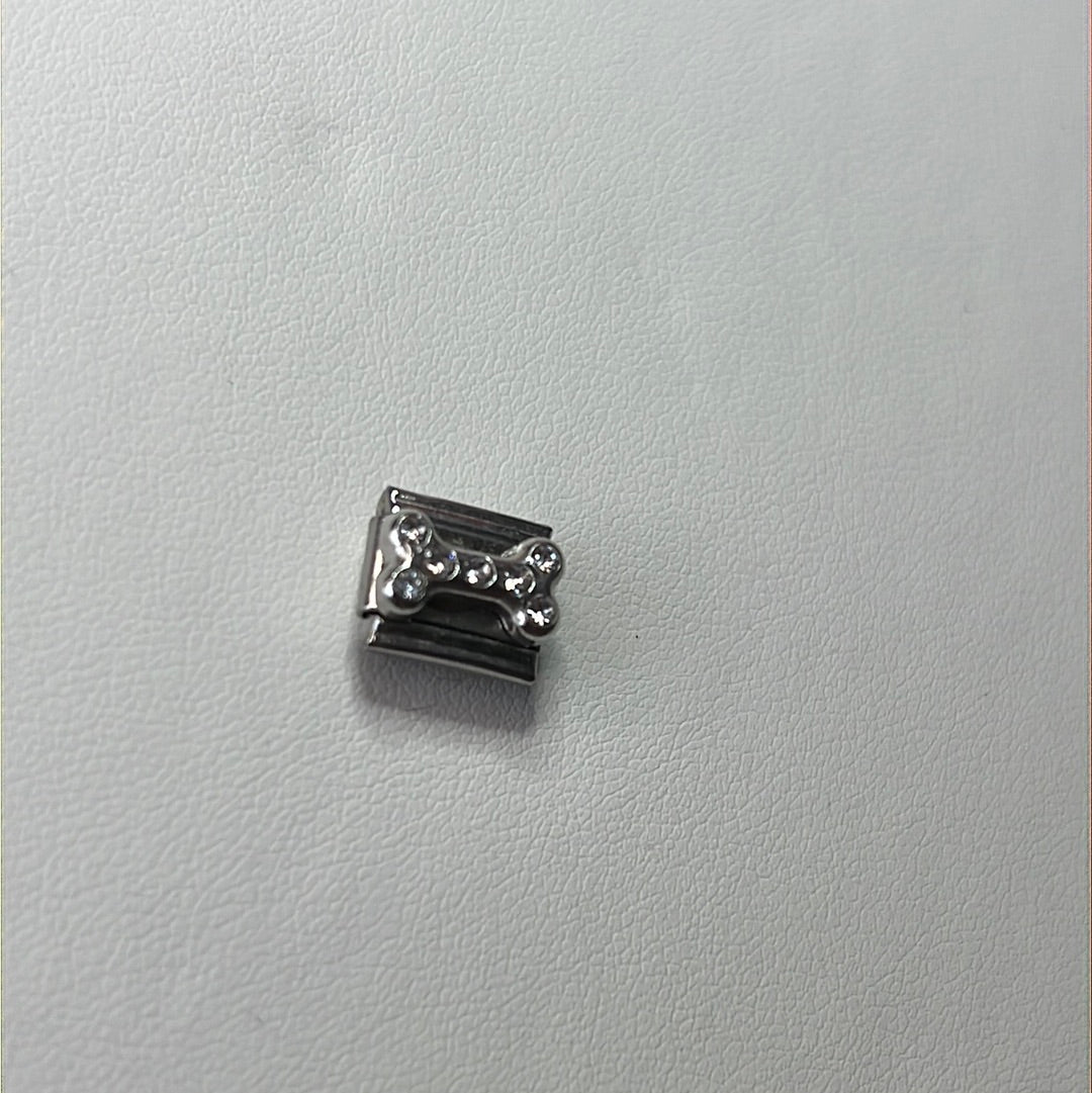 Cz Bone Italian Link Charm
