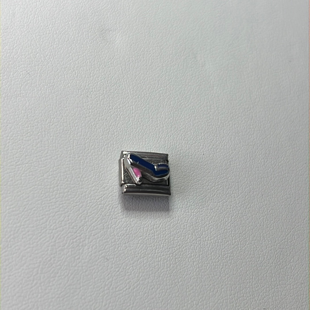 Blue High Heel Shoe Italian Link Charm