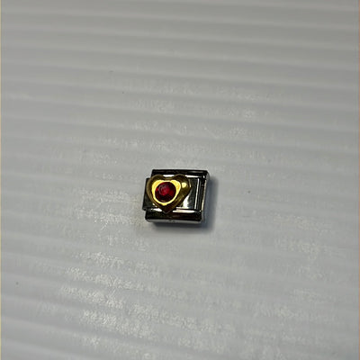 Red Cz Heart Italian Link Charm