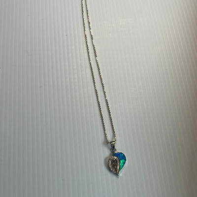 Blue Opal Cz Pendant Necklace