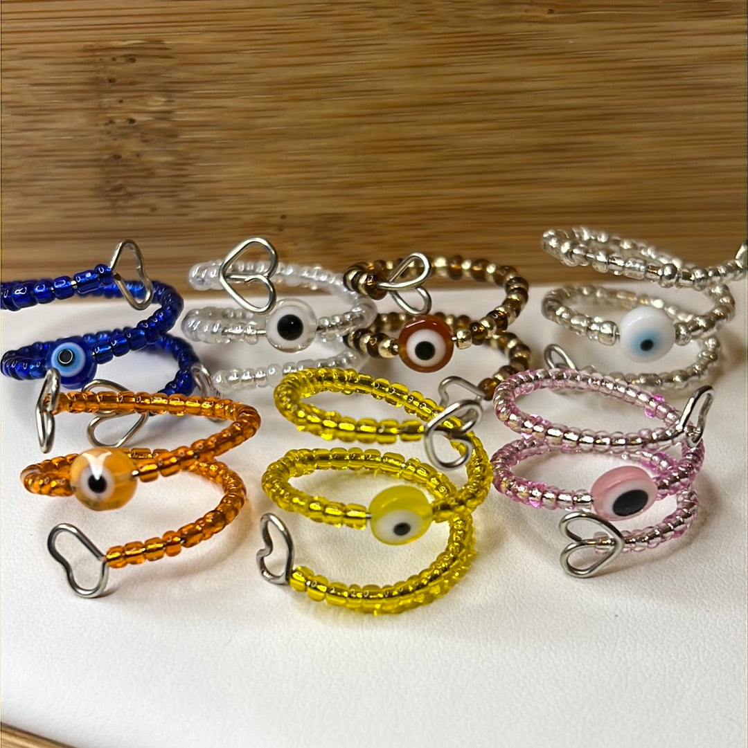Adjustable Evil Eye Beads Rings
